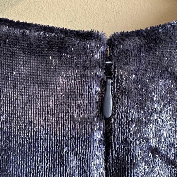 & Other Stories Shimmer Velvet Mini Long Sleeve Dress Blue 0 - Picture 6 of 13